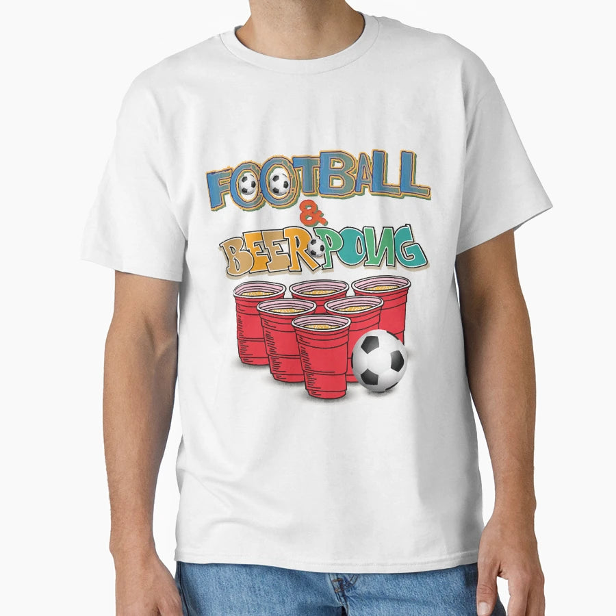 Football Soccer And Beer T-Shirt - Minimalist Print Unisex - T-Shirt, Sweatshirt, Hoodie