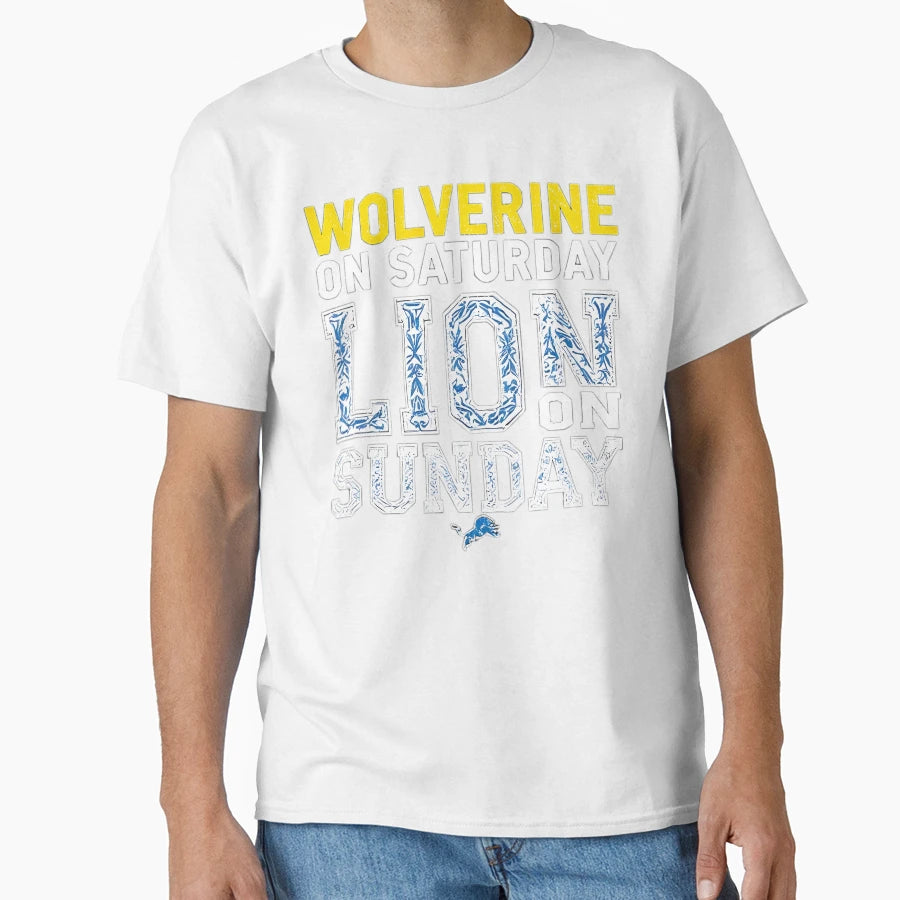 Wolverine Saturday Lion Sunday T-Shirt - Minimalist Print for Adults - T-Shirt, Sweatshirt, Hoodie