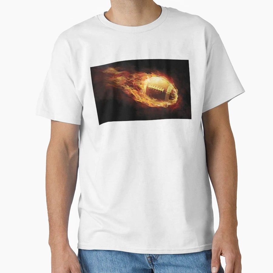 Fiery Football T-Shirt - Fun Novelty Design Men Women - T-Shirt, Sweatshirt, Hoodie