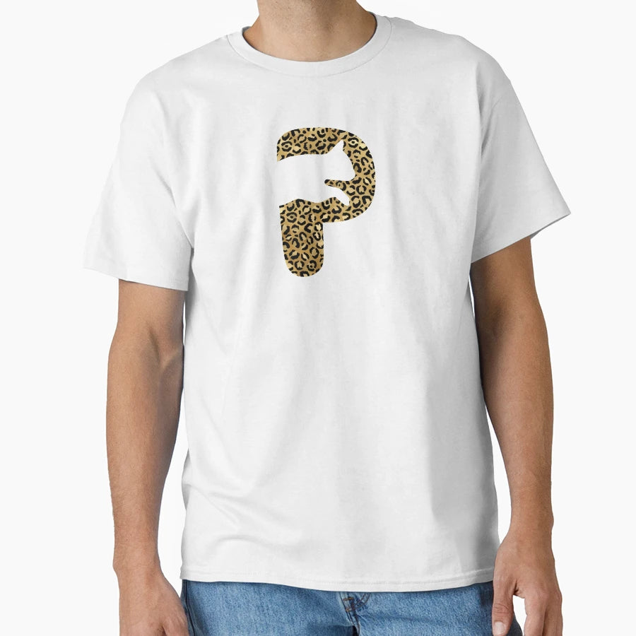Letter P Black And Gold Leopard Cat T-Shirt - Novelty Apparel Unisex - T-Shirt, Sweatshirt, Hoodie