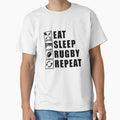 Eat Sleep Rugby Repeat T-Shirt - Custom Art Print Men Women - T-Shirt, Sweatshirt, Hoodie