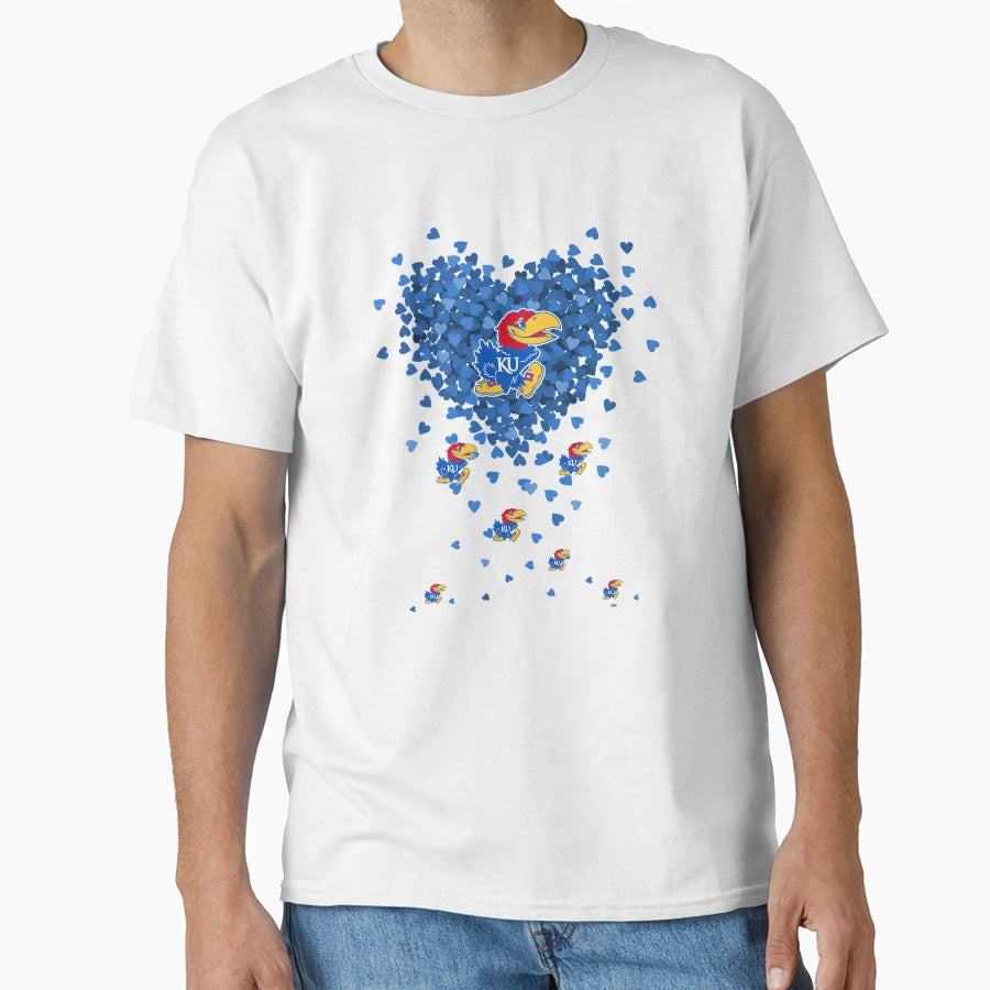 Love Kansas Jayhawk Ku Hearts Best 90S T-Shirt - Graphic Print Unisex - T-Shirt, Sweatshirt, Hoodie