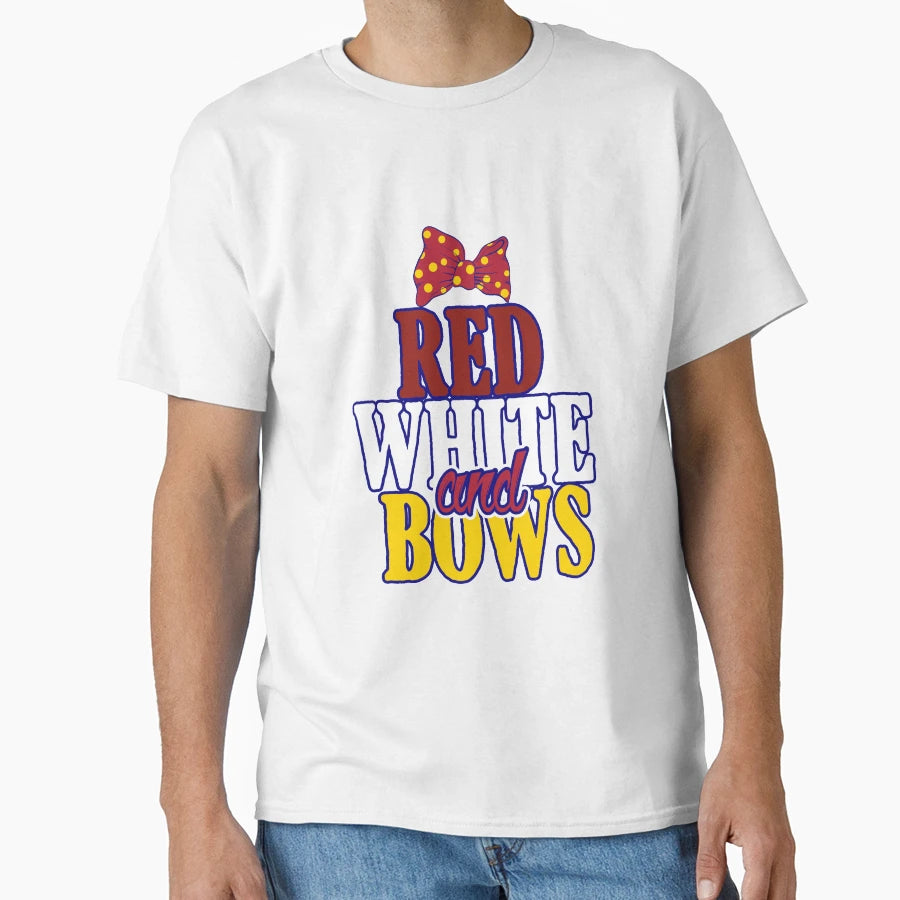 Red White And Bows 4Th July Patriotic T-Shirt - Novelty Apparel for Adults - T-Shirt, Sweatshirt, Hoodie