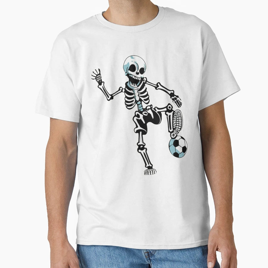Skeleton Halloween Soccer Player T-Shirt - Custom Art Print Men Women - T-Shirt, Sweatshirt, Hoodie