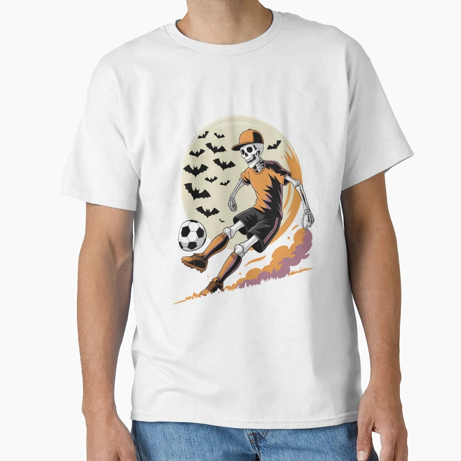 Funny Skeleton Soccer Halloween T-Shirt - Custom Art Print Unisex - T-Shirt, Sweatshirt, Hoodie