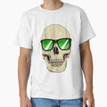Skull Wearing Sunglasses Green Lenses T-Shirt - Minimalist Print Men Women - T-Shirt, Sweatshirt, Hoodie