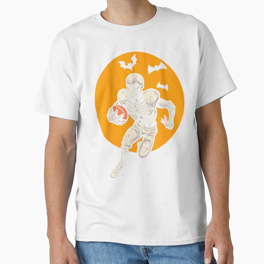 American Football Skeleton Halloween T-Shirt - Minimalist Print Men Women - T-Shirt, Sweatshirt, Hoodie