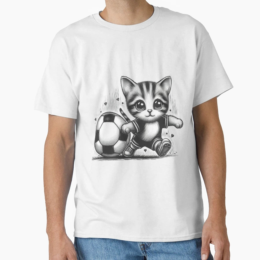 Gift Football Cat Playing T-Shirt - Trendy Graphic Men Women - T-Shirt, Sweatshirt, Hoodie