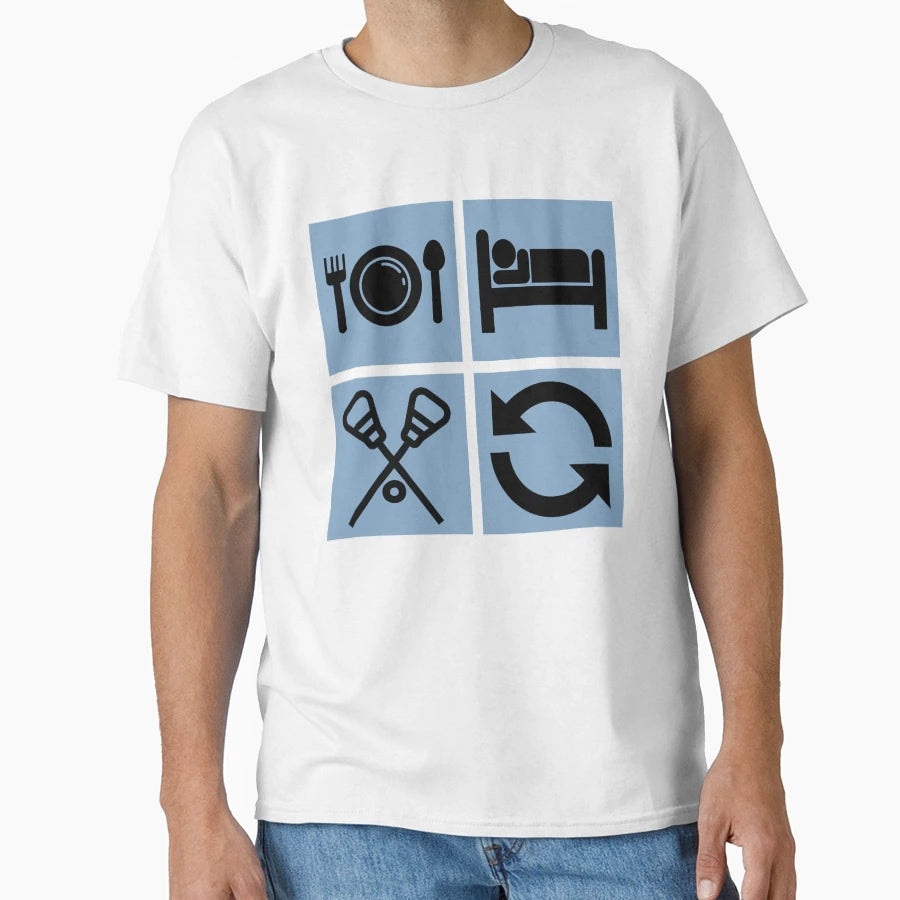 Lacrosse Eat Sleep Lacrosse Repeat T-Shirt - Minimalist Print for Adults - T-Shirt, Sweatshirt, Hoodie