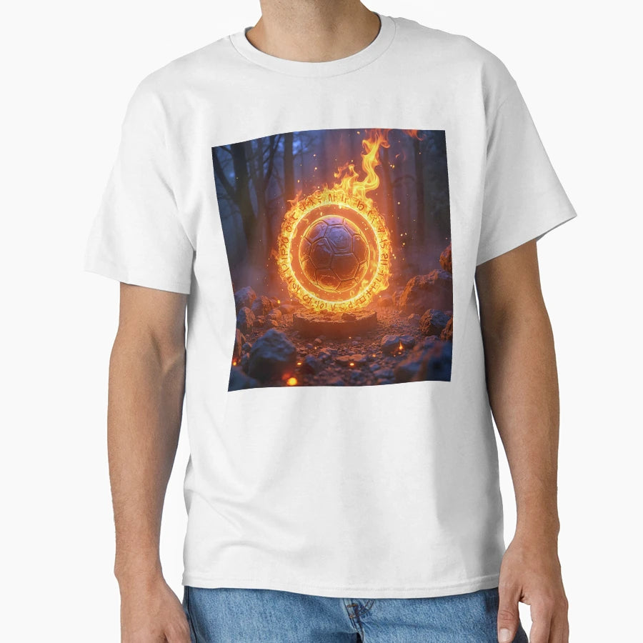 Soccer Ball Decorated Fire T-Shirt - Custom Art Print for Adults - T-Shirt, Sweatshirt, Hoodie