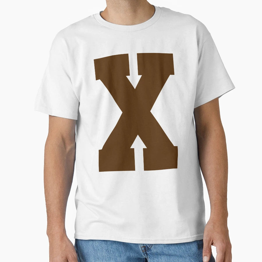 Alphabet Brown X Sports Letter X T-Shirt - Casual Everyday Wear Men Women - T-Shirt, Sweatshirt, Hoodie