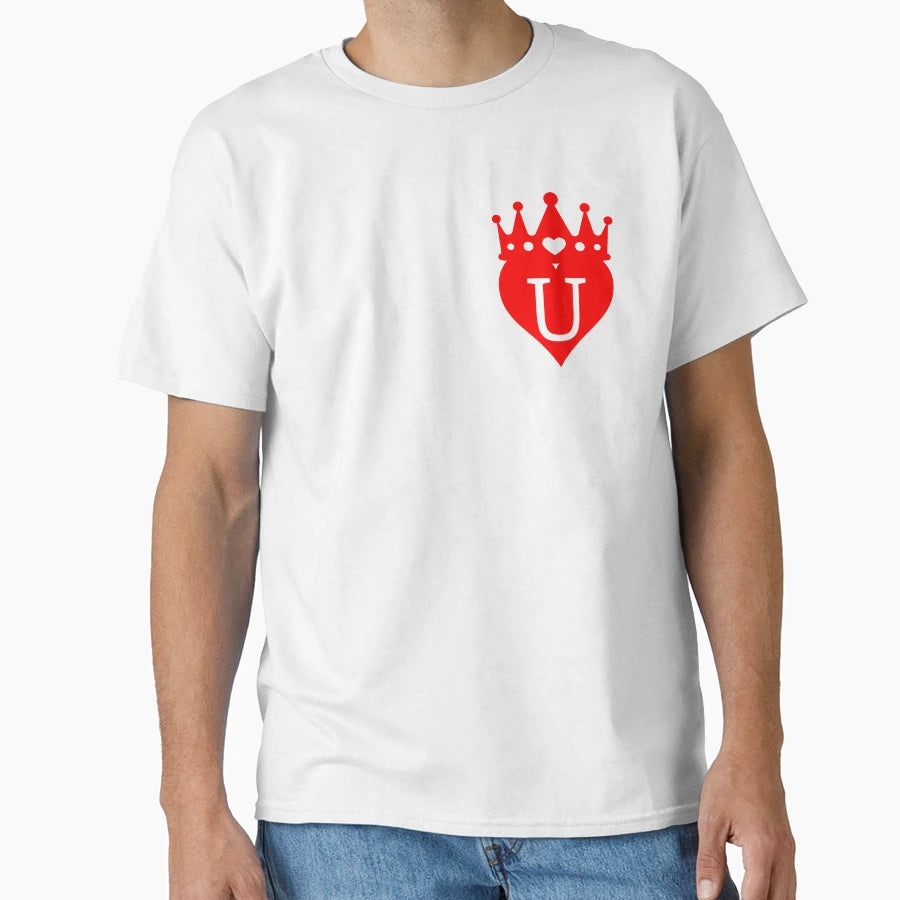 Crowned Red Heart Letter U T-Shirt - Unique Graphic Unisex - T-Shirt, Sweatshirt, Hoodie
