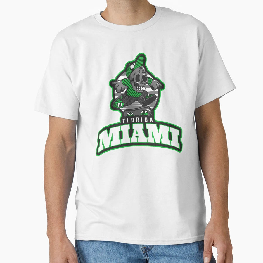 Miami Florida Skeleton Skater T-Shirt - Aesthetic Graphic for Adults - T-Shirt, Sweatshirt, Hoodie