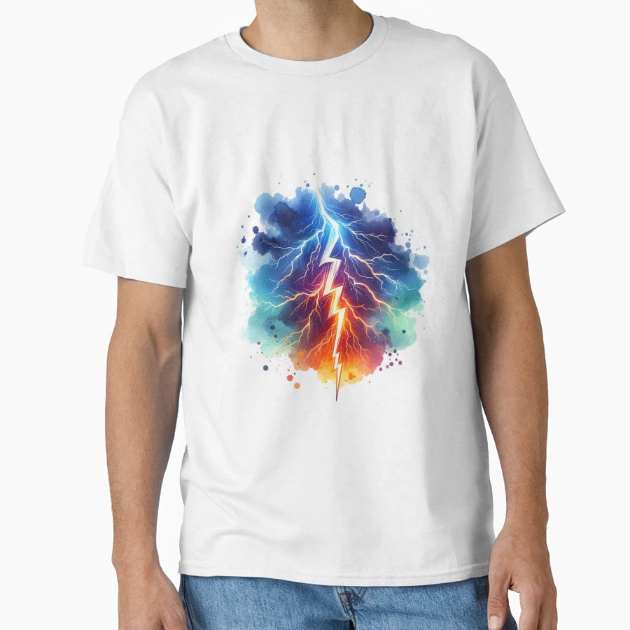 Electrifying Lightning Bolt Striking T-Shirt - Custom Art Print for Adults - T-Shirt, Sweatshirt, Hoodie
