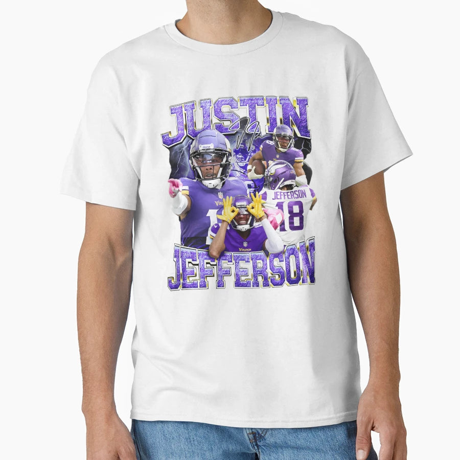 Justins Jeffersons Football Player T-Shirt - Fun Novelty Design Men Women - T-Shirt, Sweatshirt, Hoodie