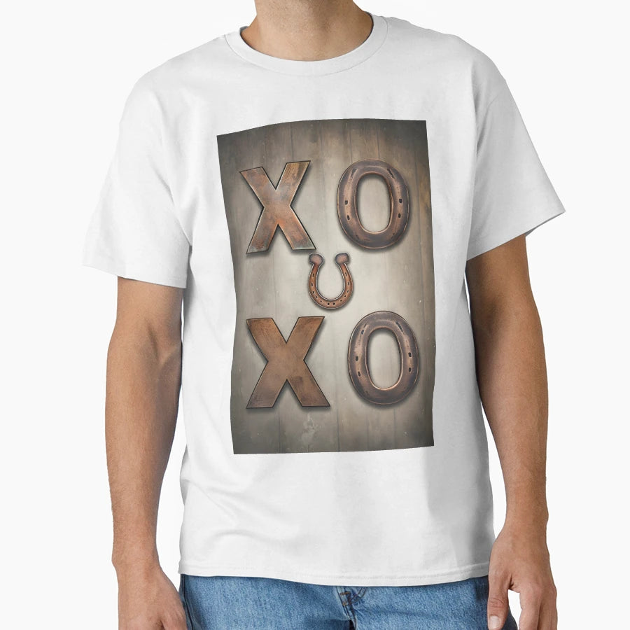 Rustic Xoxo Png Wood Brass Horseshoe T-Shirt - Minimalist Print for Adults - T-Shirt, Sweatshirt, Hoodie