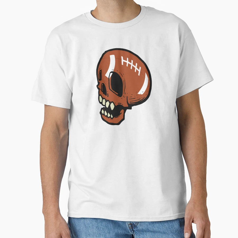 American Football Ball Skull Face T-Shirt - Casual Everyday Wear for Adults - T-Shirt, Sweatshirt, Hoodie