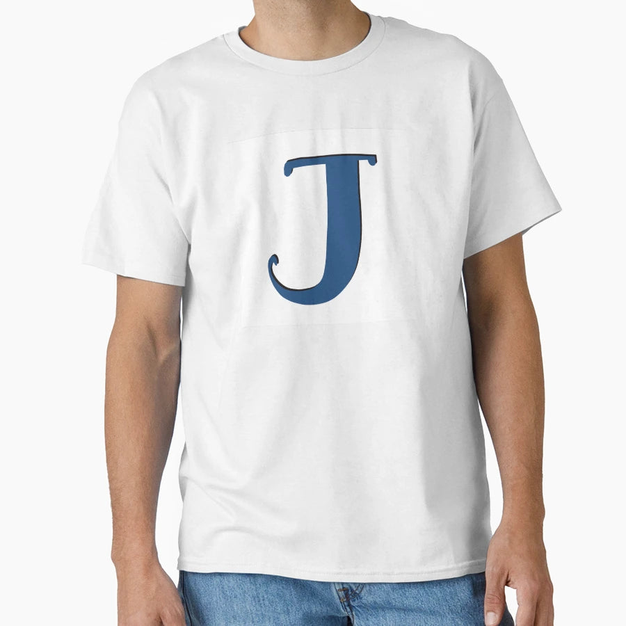 Letter J Blue Initial Monogram T-Shirt - Aesthetic Graphic for Adults - T-Shirt, Sweatshirt, Hoodie