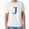 Letter J Blue Initial Monogram T-Shirt - Aesthetic Graphic for Adults - T-Shirt, Sweatshirt, Hoodie