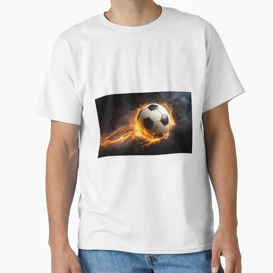 Soccer Ball Fire Effect And Sparks T-Shirt - Custom Art Print for Adults - T-Shirt, Sweatshirt, Hoodie
