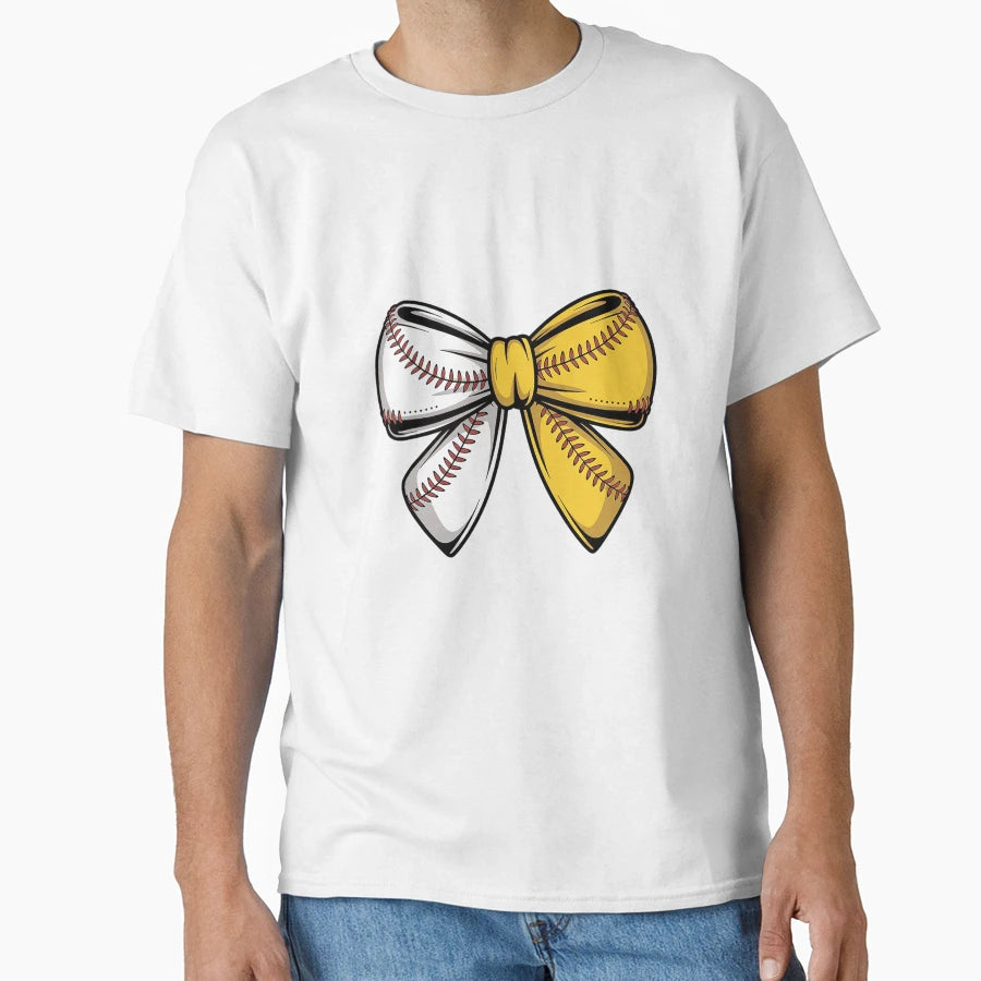 Baseball Softball Coquette Bow T-Shirt - Casual Everyday Wear for Adults - T-Shirt, Sweatshirt, Hoodie