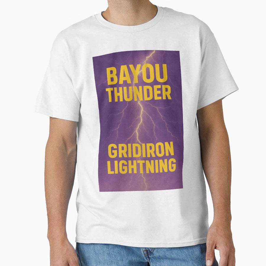 College Bayou Thunder Gridiron T-Shirt - Custom Art Print for Adults - T-Shirt, Sweatshirt, Hoodie