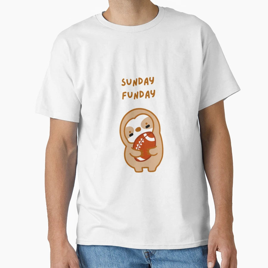 Super Bowl Sunday Funday Football Sloth T-Shirt - Trendy Graphic Unisex - T-Shirt, Sweatshirt, Hoodie