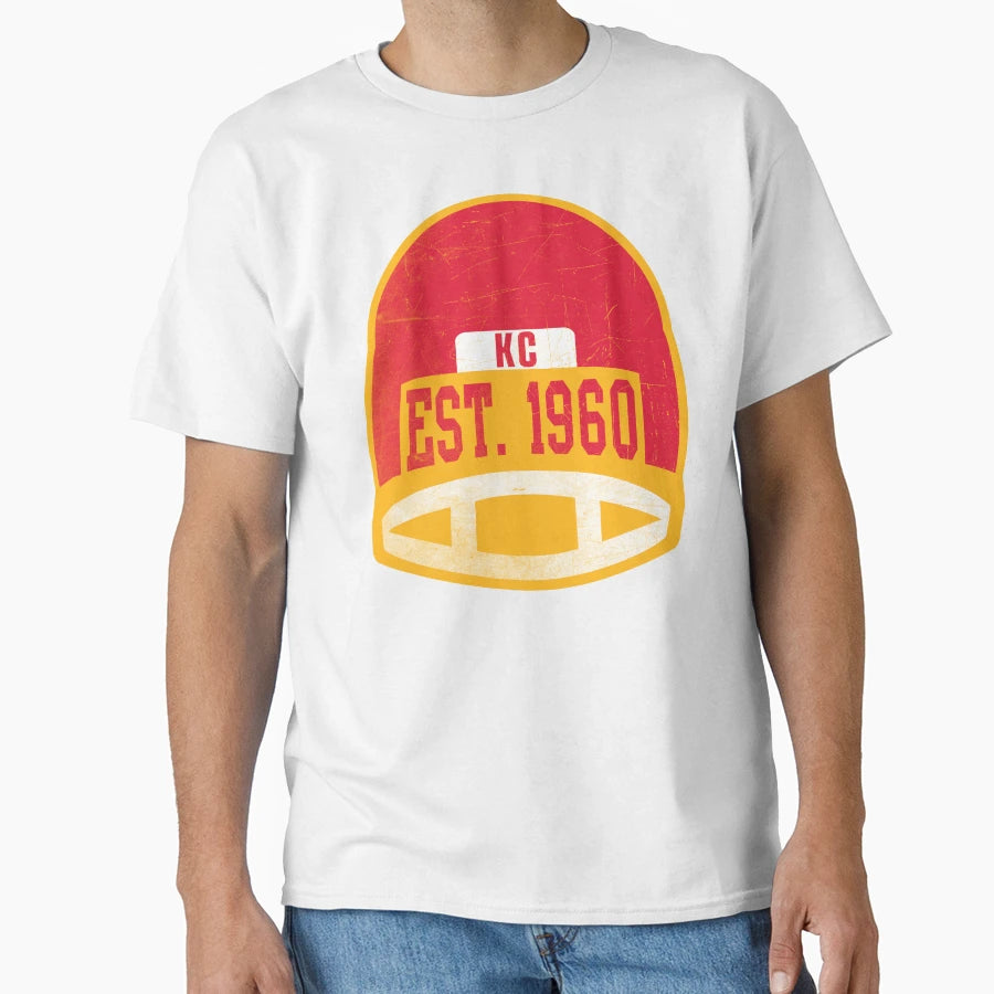 Kansas City Throwback Football Helmet T-Shirt - Trendy Graphic Men Women - T-Shirt, Sweatshirt, Hoodie