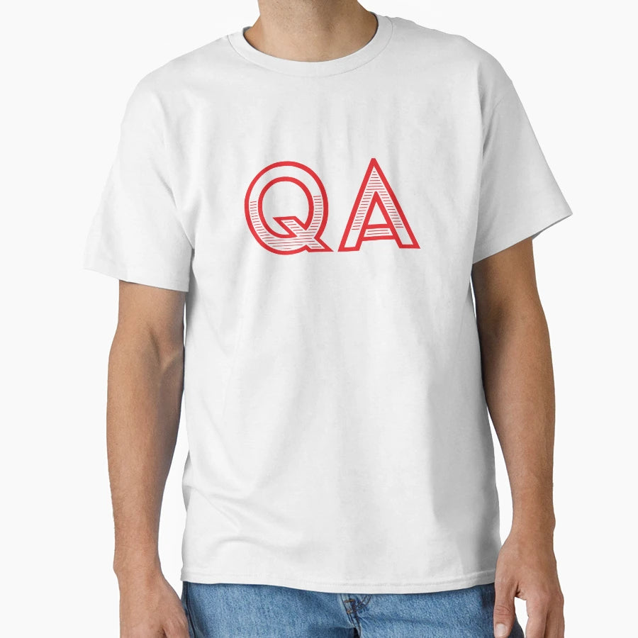 Qa Quality Assurance Red Text T-Shirt - Novelty Apparel for Adults - T-Shirt, Sweatshirt, Hoodie
