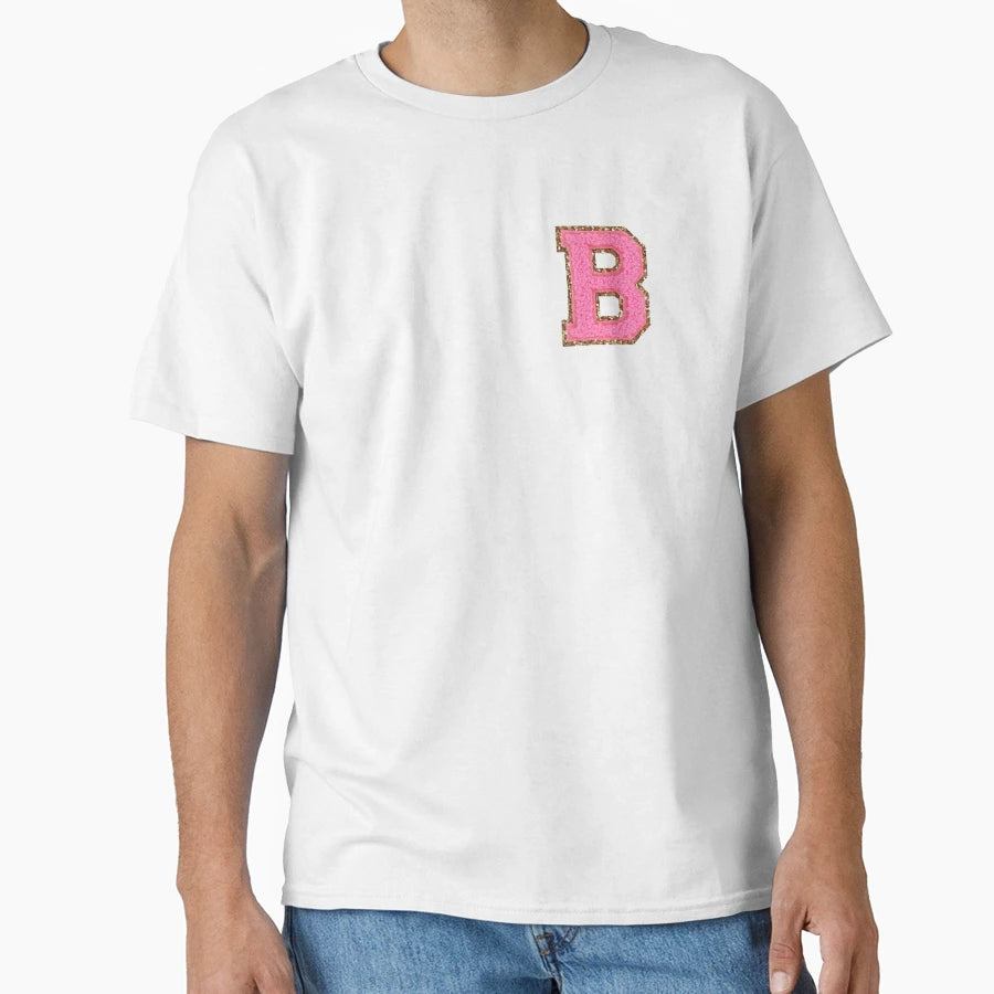 B Bubblegum Glitter Varsity Letter T-Shirt - Novelty Apparel for Adults - T-Shirt, Sweatshirt, Hoodie