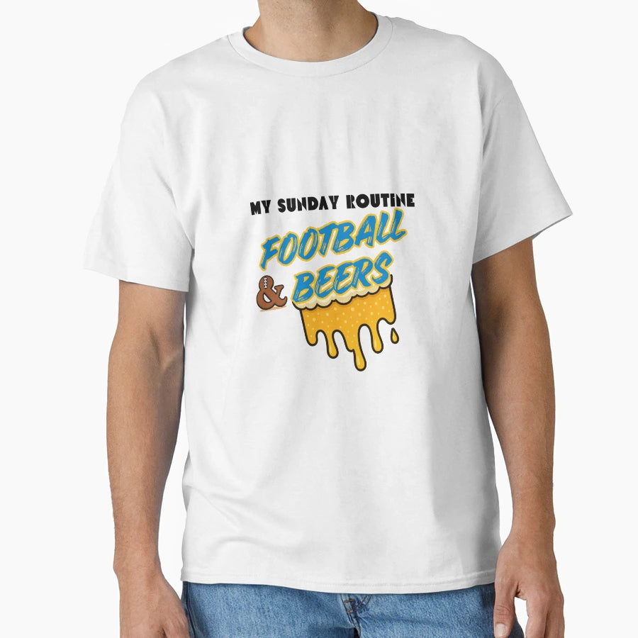Football Beers Sunday Routine Funny Game T-Shirt - Novelty Apparel Unisex - T-Shirt, Sweatshirt, Hoodie