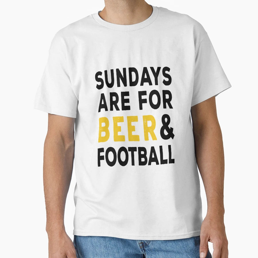 Sundays Are Beer And Football T-Shirt - Aesthetic Graphic Unisex - T-Shirt, Sweatshirt, Hoodie