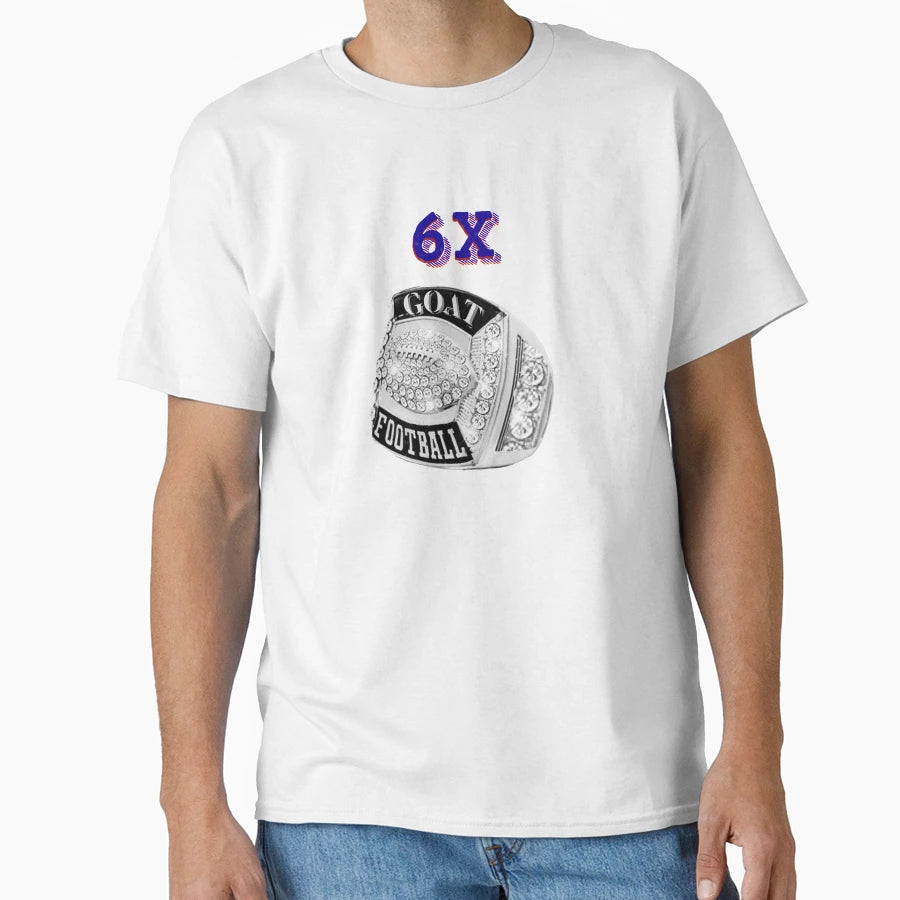 6X Champions Ring Goat Football T-Shirt - Graphic Print for Adults - T-Shirt, Sweatshirt, Hoodie