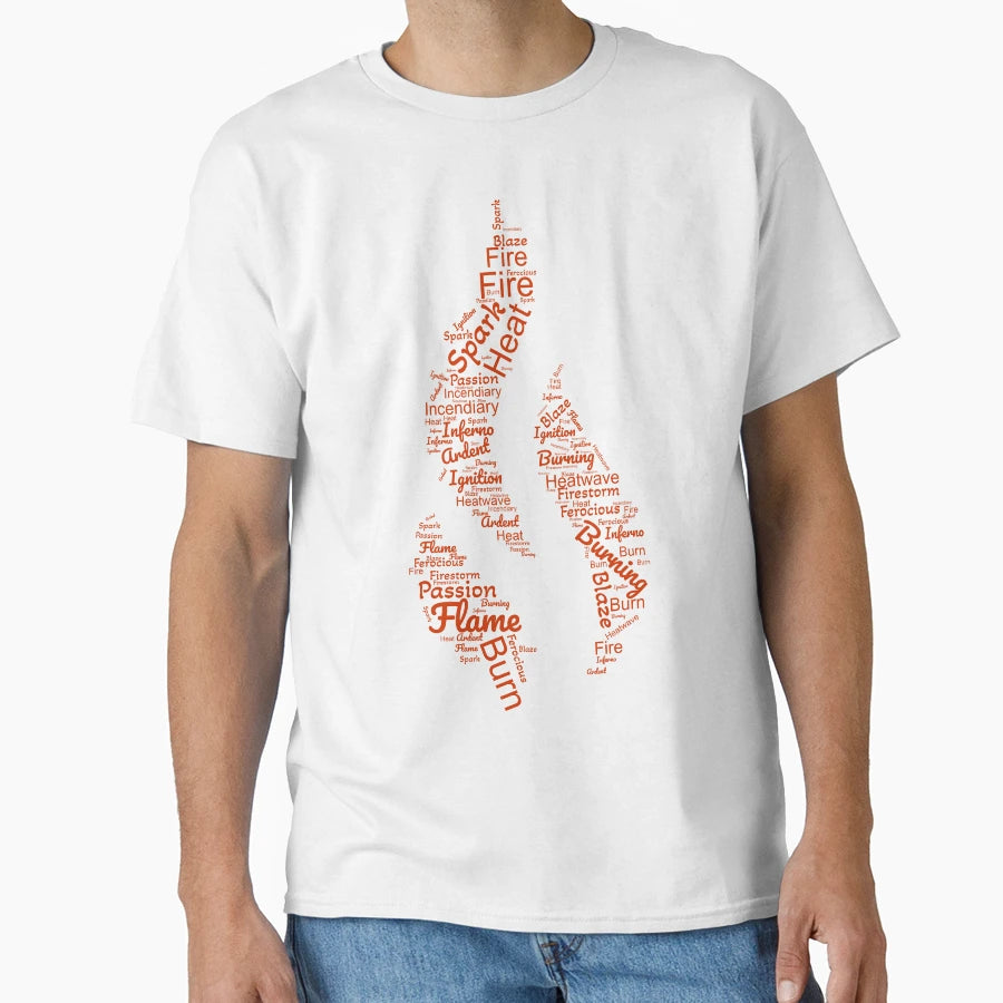 Flame Word Cloud T-Shirt - Fun Novelty Design for Adults - T-Shirt, Sweatshirt, Hoodie