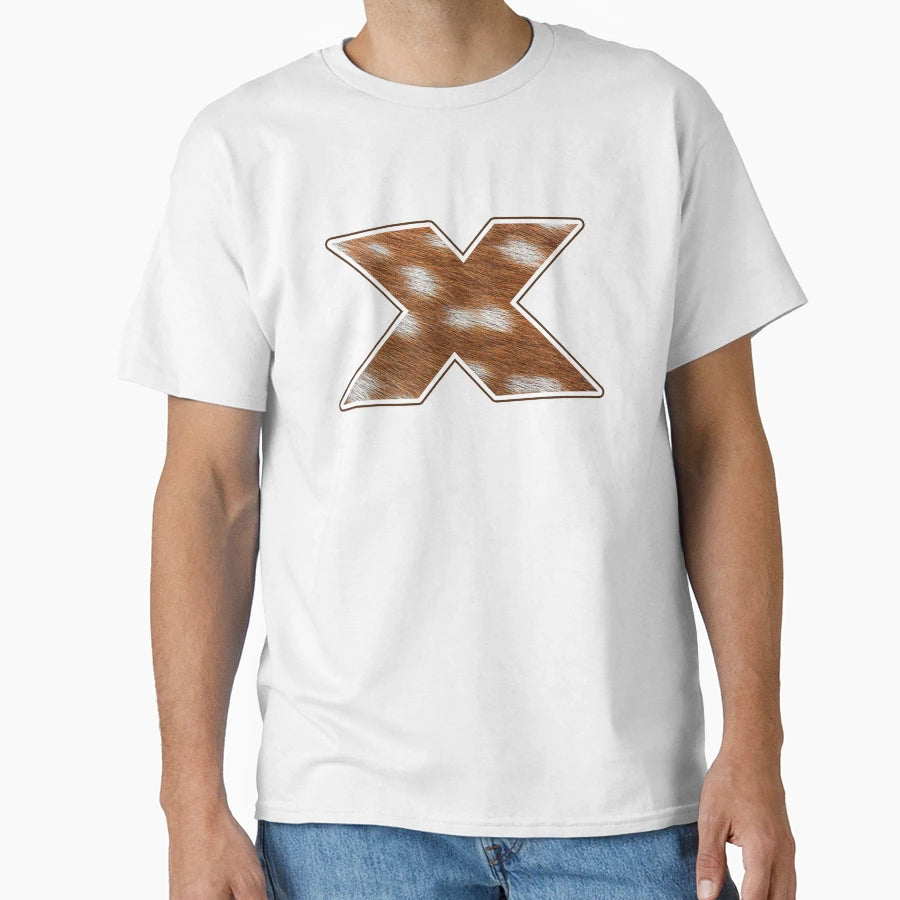Deer Fur Texture Letter X T-Shirt - Casual Everyday Wear Men Women - T-Shirt, Sweatshirt, Hoodie