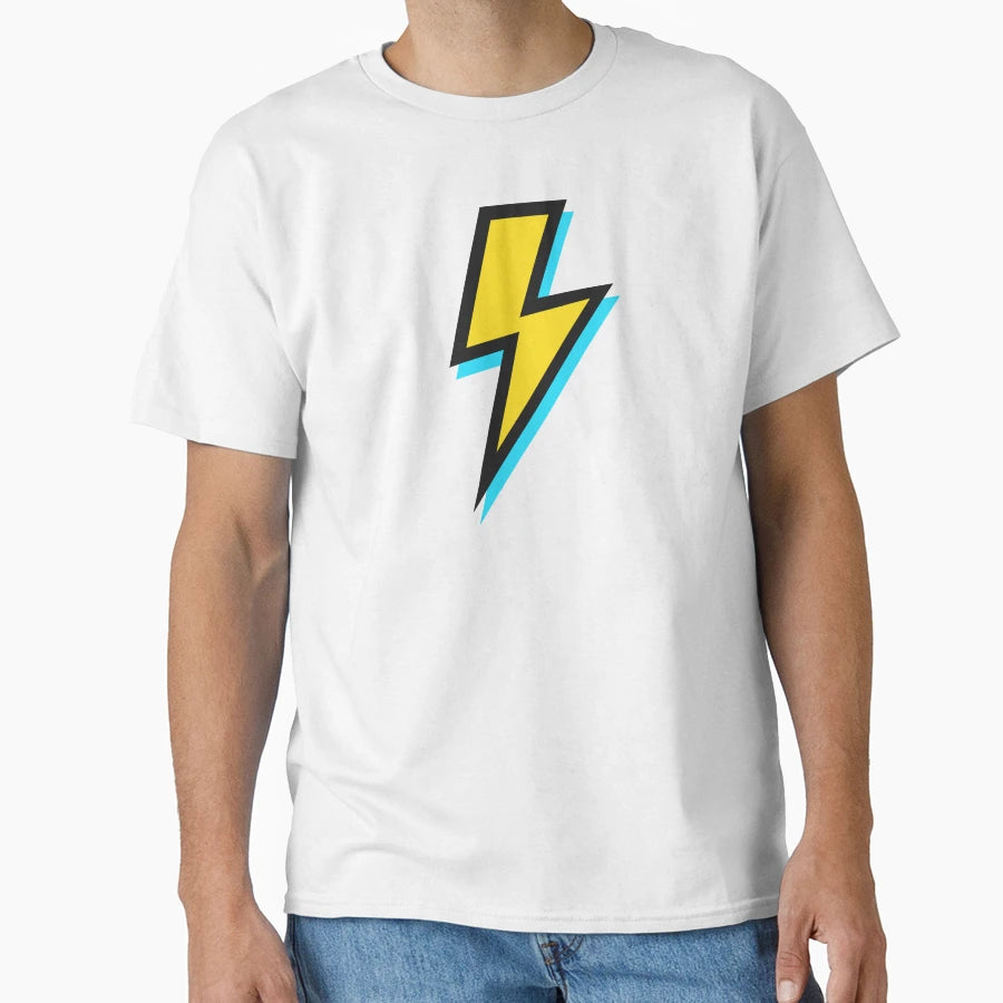 Yellow Lightning Bolts Bright Blue T-Shirt - Trendy Graphic Unisex - T-Shirt, Sweatshirt, Hoodie