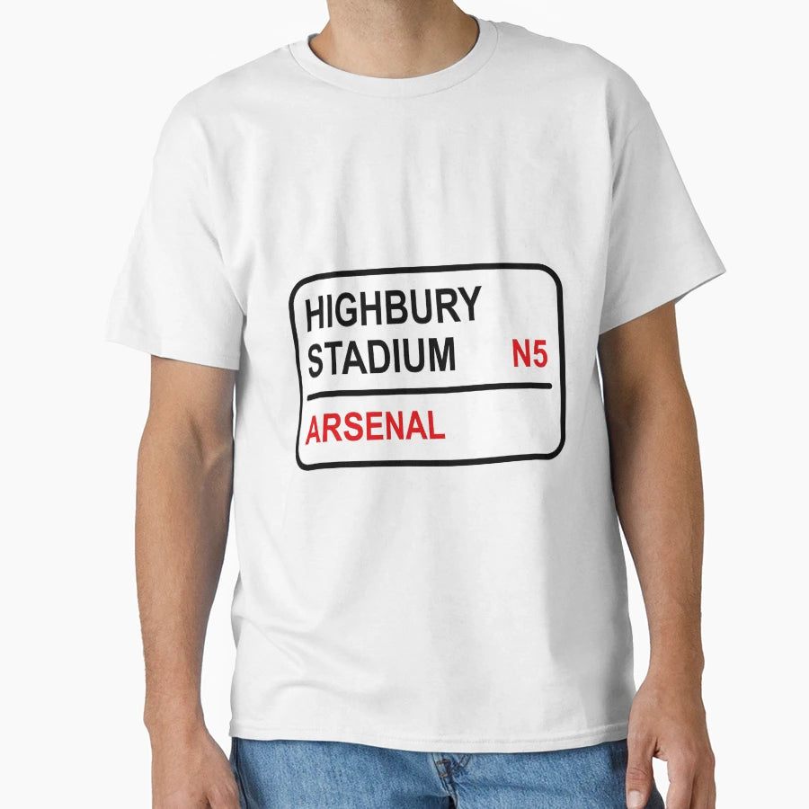 Highbury Stadium Football Sign T-Shirt - Minimalist Print for Adults - T-Shirt, Sweatshirt, Hoodie