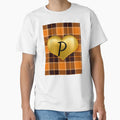 Abstract Warm Plaid Puff Gold Heart T-Shirt - Unique Graphic Unisex - T-Shirt, Sweatshirt, Hoodie