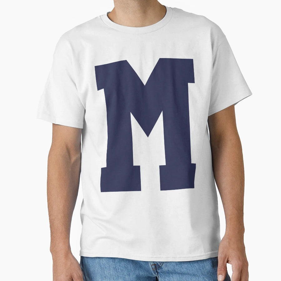 Alphabet Marine Blue M Sports T-Shirt - Fun Novelty Design Men Women - T-Shirt, Sweatshirt, Hoodie