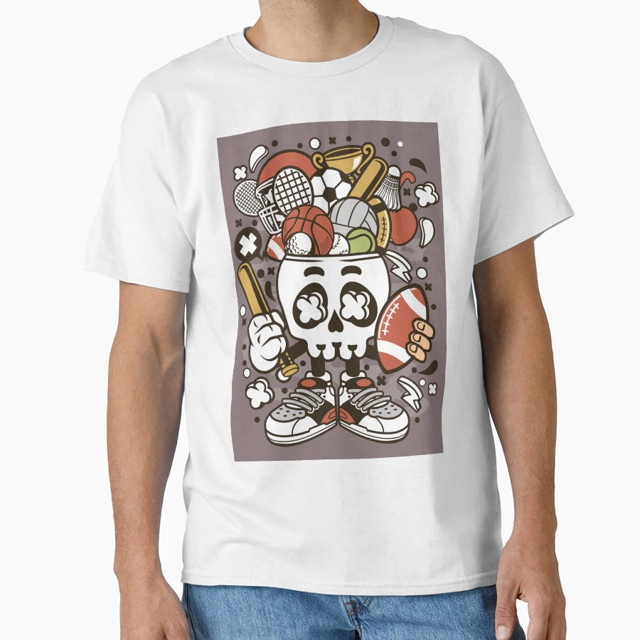 Sports Skull Head T-Shirt - Graphic Print for Adults - T-Shirt, Sweatshirt, Hoodie