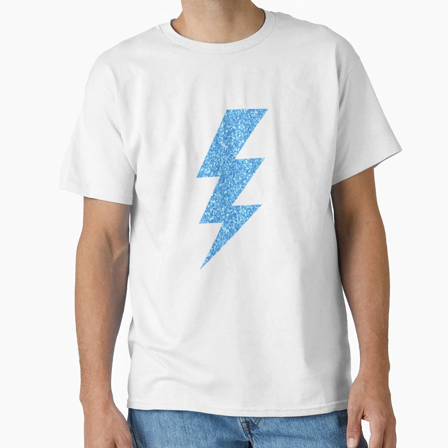 Blue Glitter Lightning Bolt T-Shirt - Trendy Graphic for Adults - T-Shirt, Sweatshirt, Hoodie