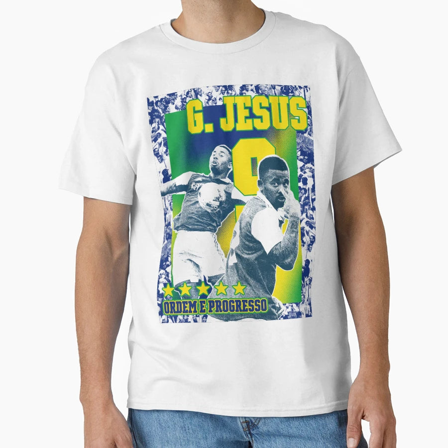 Gabriel Jesus Brazil Player Card T-Shirt - Minimalist Print Unisex - T-Shirt, Sweatshirt, Hoodie