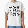 Black And White Soccer And Bow Icon T-Shirt - Aesthetic Graphic for Adults - T-Shirt, Sweatshirt, Hoodie