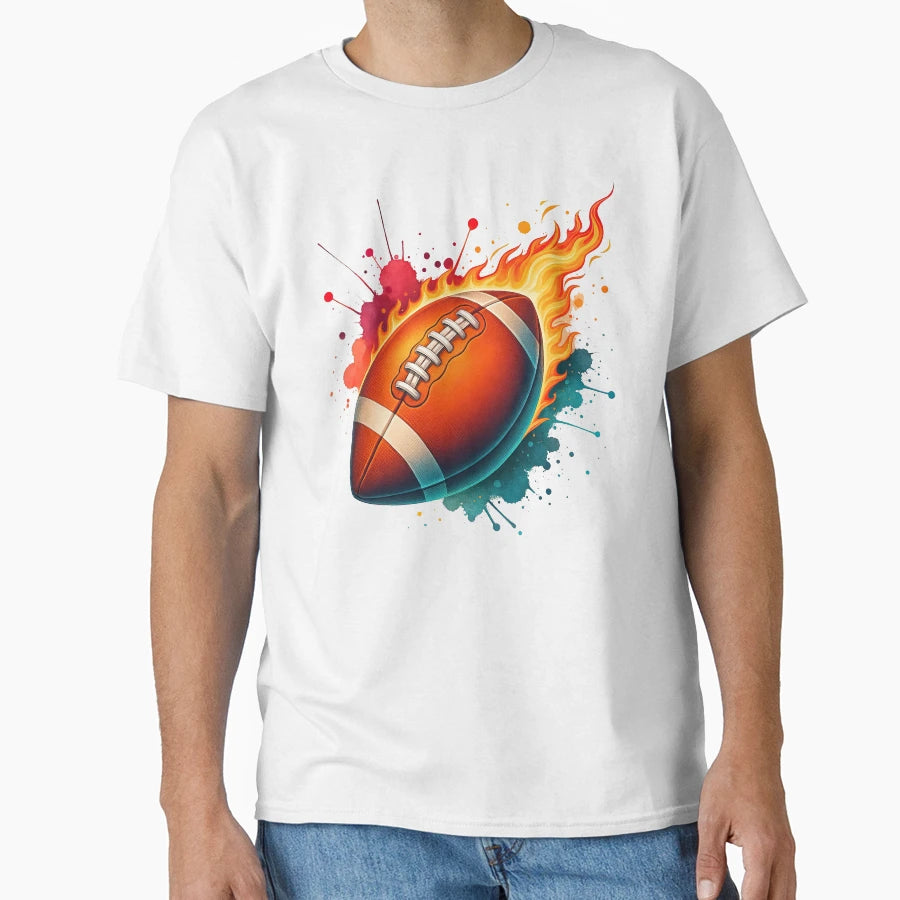 Fiery Football Illustration Paint T-Shirt - Streetwear Style Men Women - T-Shirt, Sweatshirt, Hoodie