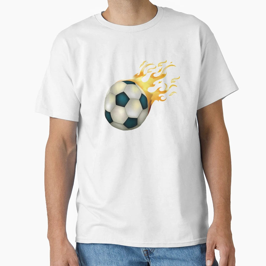Golden Soccer Ball Fire T-Shirt - Fun Novelty Design for Adults - T-Shirt, Sweatshirt, Hoodie
