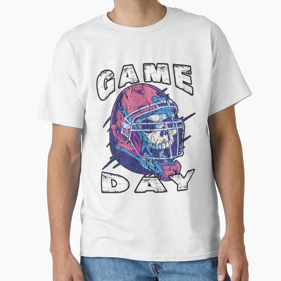 Game Day Halloween Skull Football T-Shirt - Novelty Apparel for Adults - T-Shirt, Sweatshirt, Hoodie