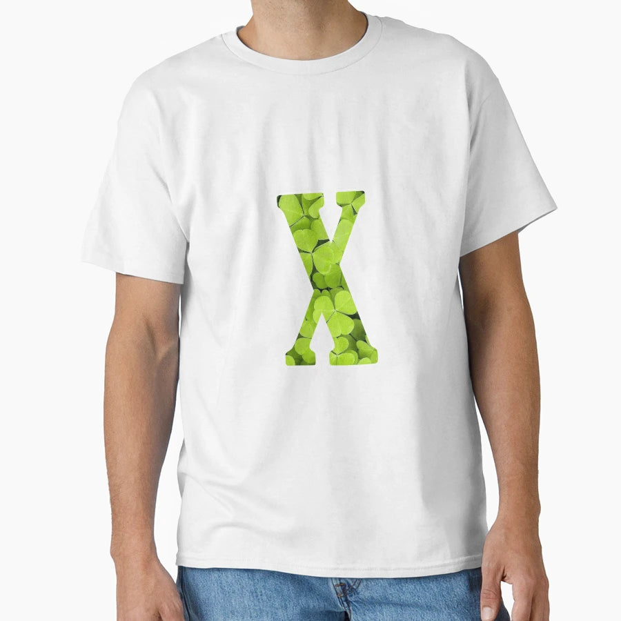 X Botanical Monogram Detailed Clovers T-Shirt - Graphic Print for Adults - T-Shirt, Sweatshirt, Hoodie