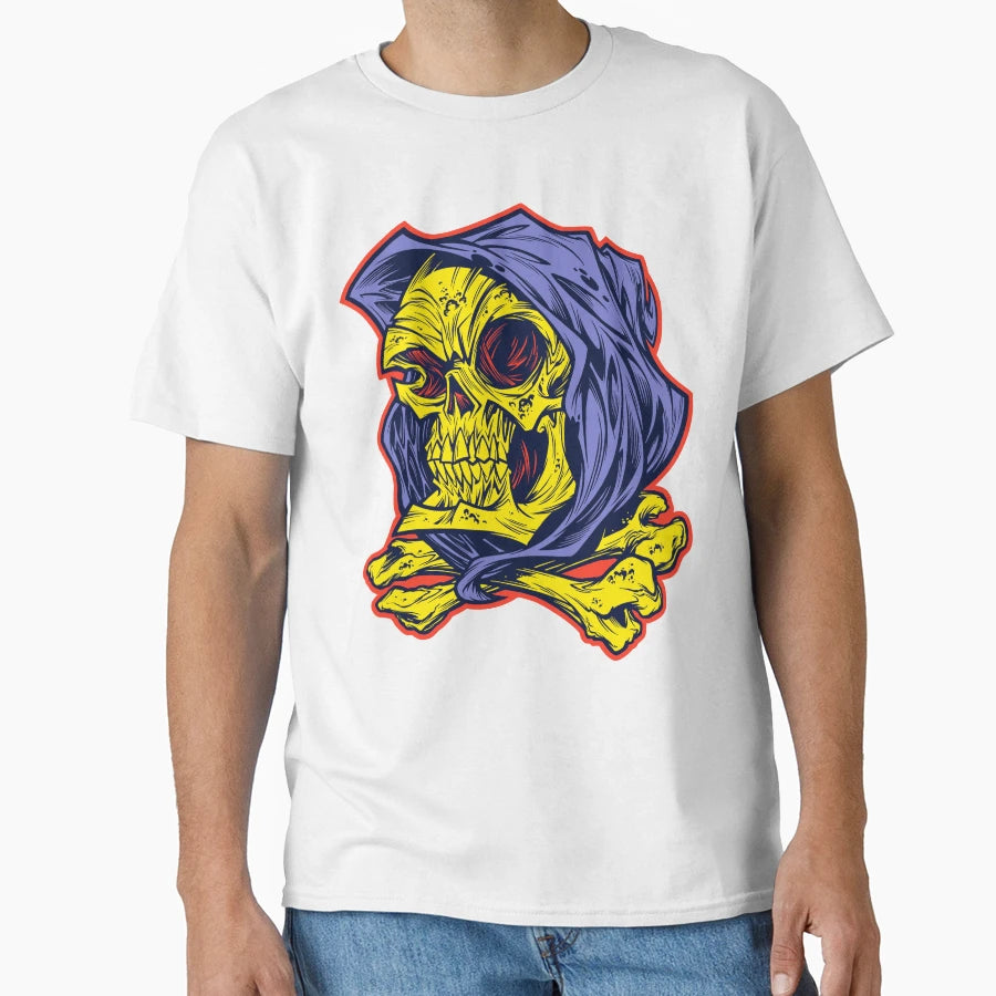 Blue Hooded Skull T-Shirt - Unique Graphic Unisex - T-Shirt, Sweatshirt, Hoodie