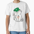Soccer Player White Cat T-Shirt - Fun Novelty Design Unisex - T-Shirt, Sweatshirt, Hoodie
