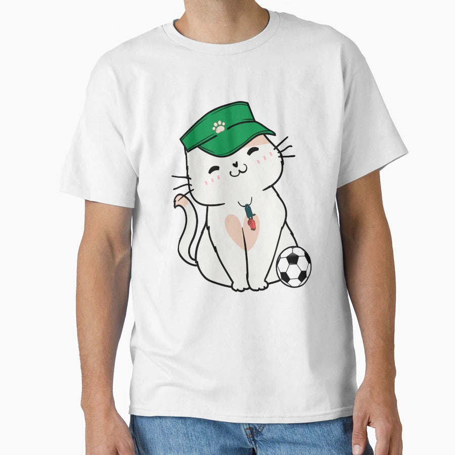 Soccer Player White Cat T-Shirt - Fun Novelty Design Unisex - T-Shirt, Sweatshirt, Hoodie